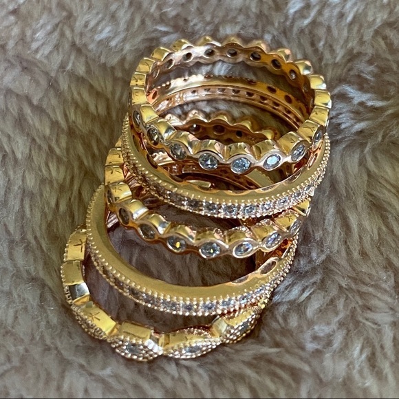 NEW Silver 925 Stackable Ring Set Of 5 - Picture 1 of 4